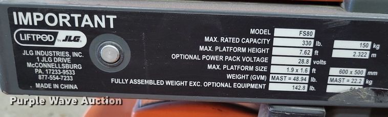 image for item LS9619 JLG FS80 Liftpod  vertical lift