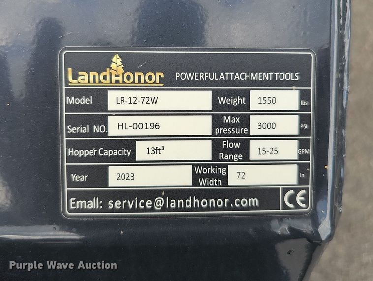image for item MD9959 2023 Land Honor LR-12-72W  skid steer landscape rake