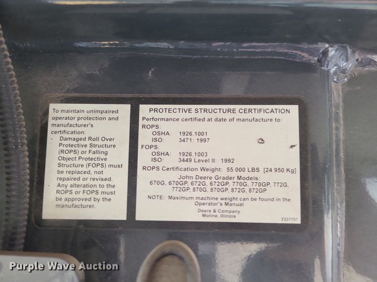 image for item MG9659 2009 John  Deere 772GP  motor grader