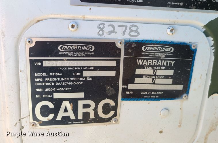 image for item MG9698 2000 Freightliner M915A4 Glider  dump truck