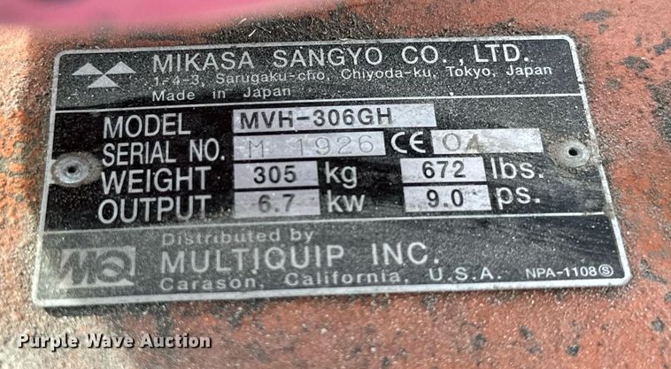 image for item ML9088 Mikasa  MVH-306GH plate compactor