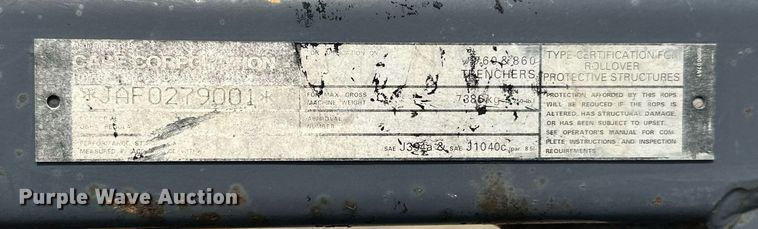 image for item MQ9309 1999 Case 860 Turbo  cable plow