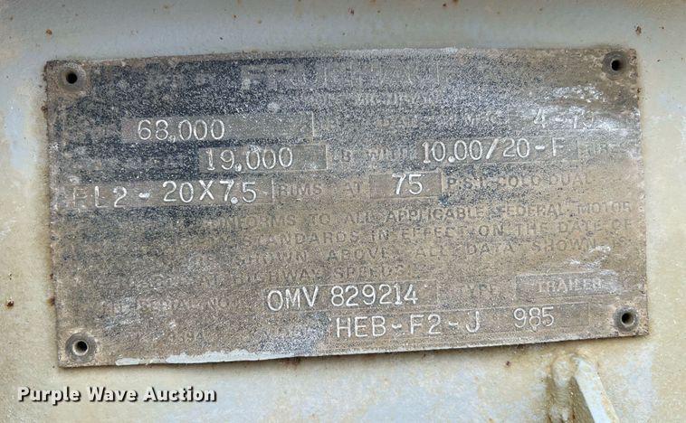 image for item NI9021 1979 Fruehauf HEB-F2-J985 pneumatic dry bulk trailer