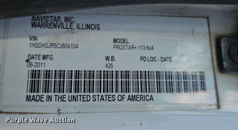 image for item NT9797 2012 International ProStar  dump truck