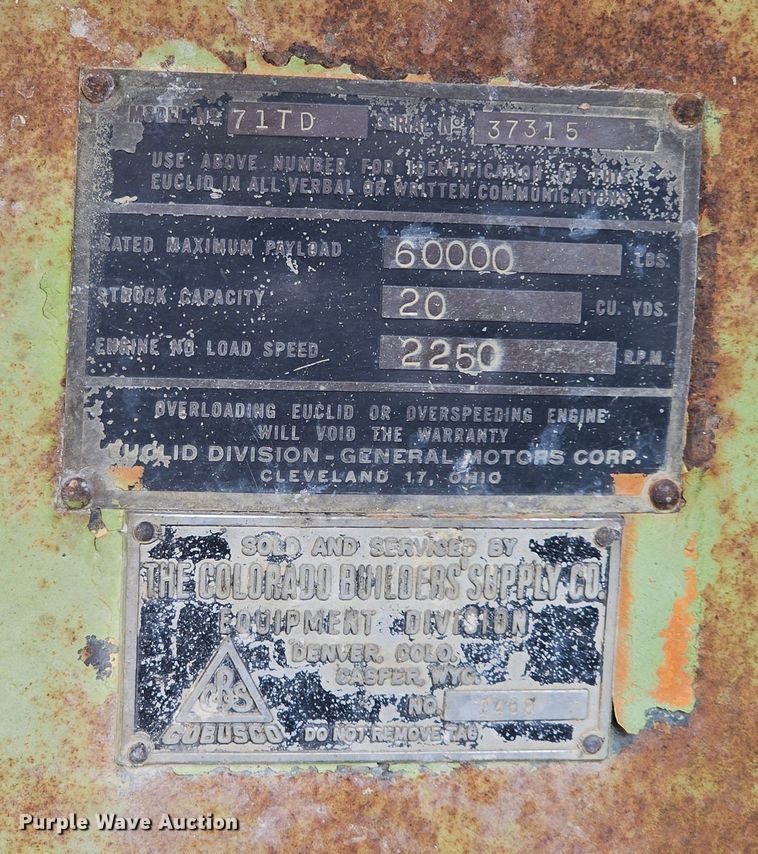 image for item NT9840 Euclid 71TD  haul truck