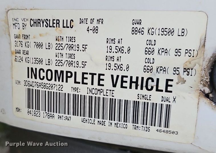 image for item NT9866 2008 Dodge Ram 5500HD  bucket truck