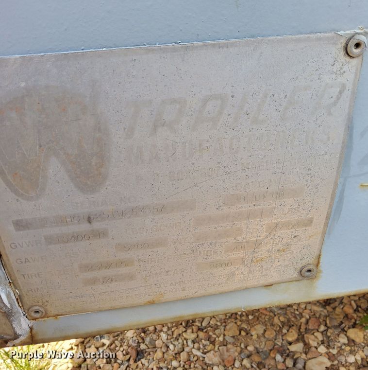 image for item NT9875 2001 W-W  enclosed cargo trailer