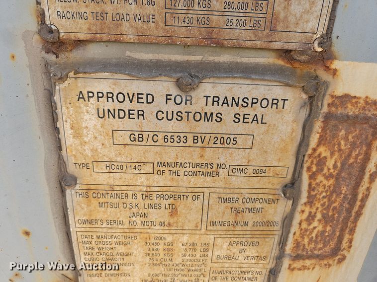 image for item NT9888 2005 Meganium High Cube  shipping container