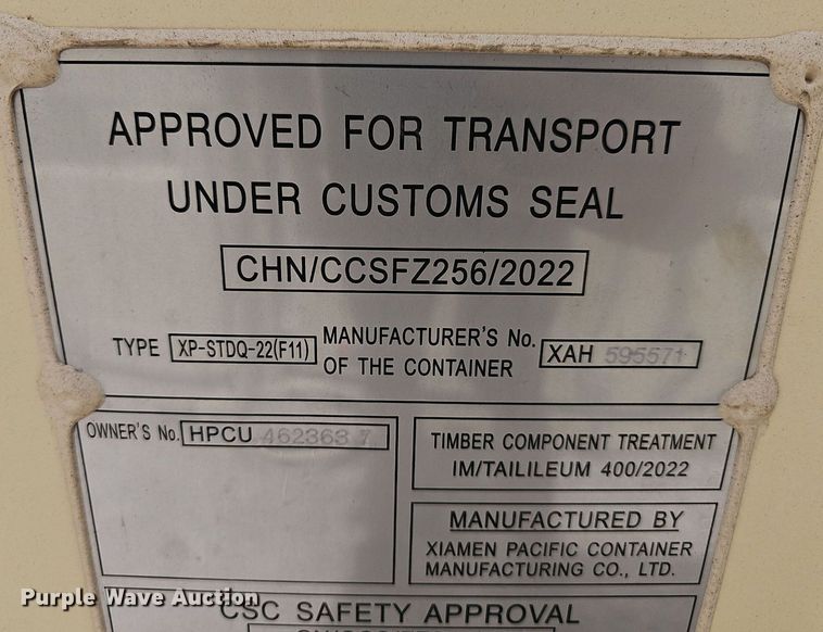 image for item NT9889 2022 Xiamen High Cube  shipping container