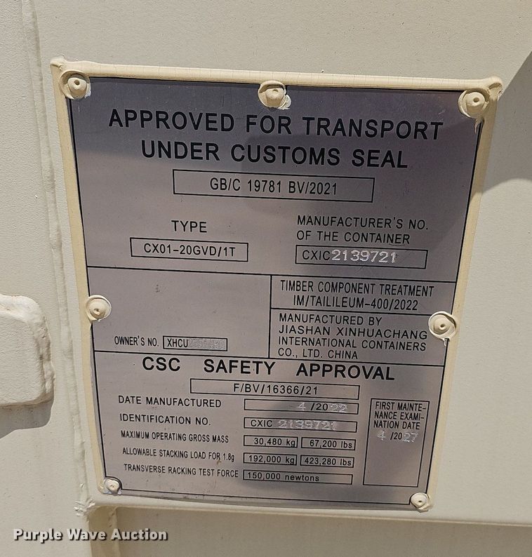 image for item NT9890 2022  shipping container