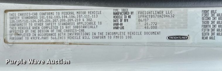 image for item OC9117 2008 Freightliner Business Class M2  dump truck