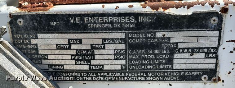 image for item OG9155 2006 V.E. Enterprises EV130  tank trailer