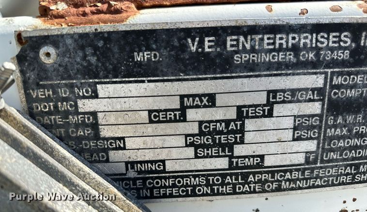 image for item OG9155 2006 V.E. Enterprises EV130  tank trailer