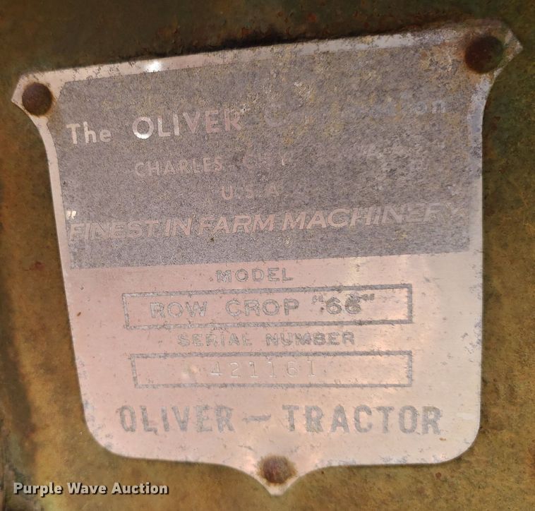 image for item DO2999 Oliver Row Crop 66  tractor