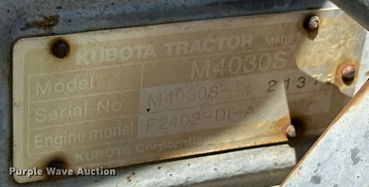 image for item ML9086 Kubota M4030S  MFWD tractor