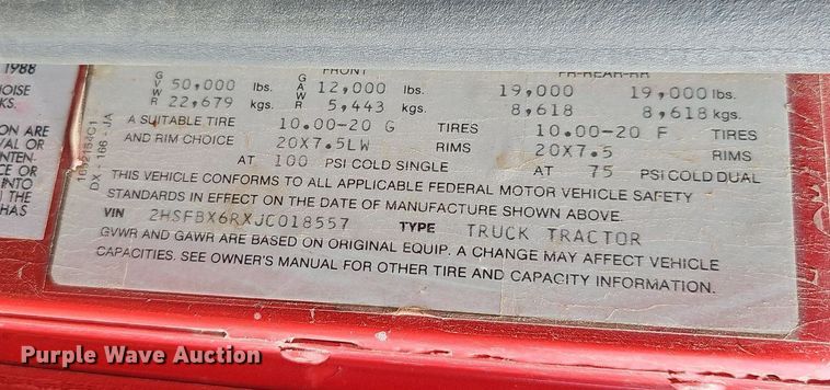 image for item NT9912 1988 International F9370  grain truck with trailer