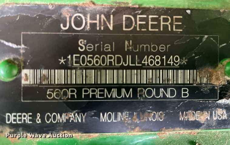 image for item NY9624 2020 John Deere 560R Premium  round baler