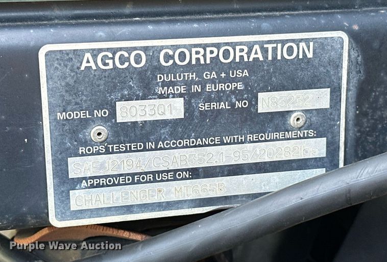 image for item OC9139 2008 Challenger MT665B  MFWD tractor