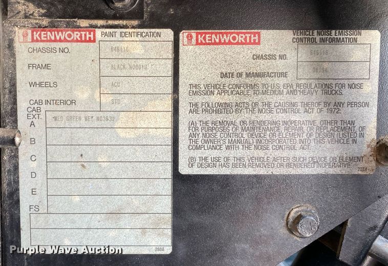 image for item DI7817 1995 Kenworth T800 semi truck