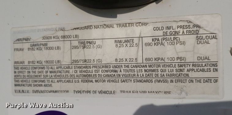 image for item DO2954 2006 Vanguard VIP  dry van trailer