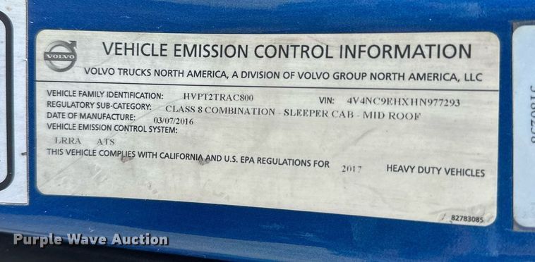 image for item DP3166 2017 Volvo VNL  semi truck