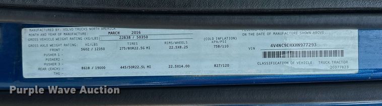 image for item DP3166 2017 Volvo VNL  semi truck