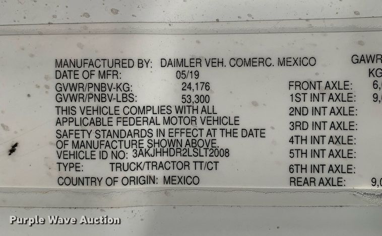 image for item DP8664 2020 Freightliner Cascadia  semi truck