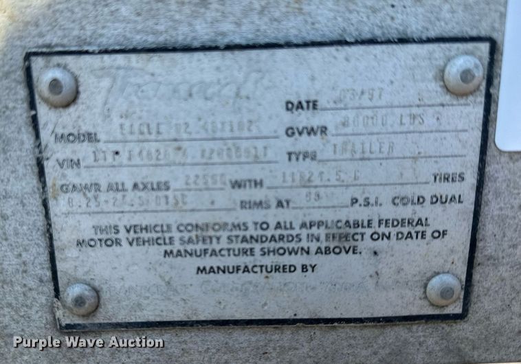 image for item DQ7337 1997 Transcraft Eagle W2  flatbed trailer