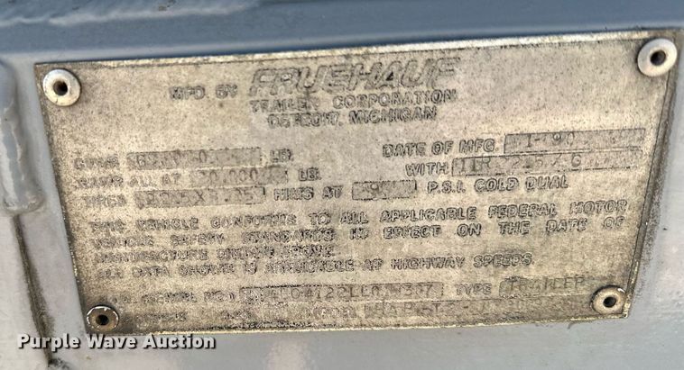 image for item DQ7346 1990 Fruehauf  pneumatic dry bulk trailer