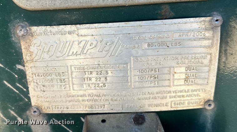 image for item DQ7347 2007 Sidumpr  side dump trailer