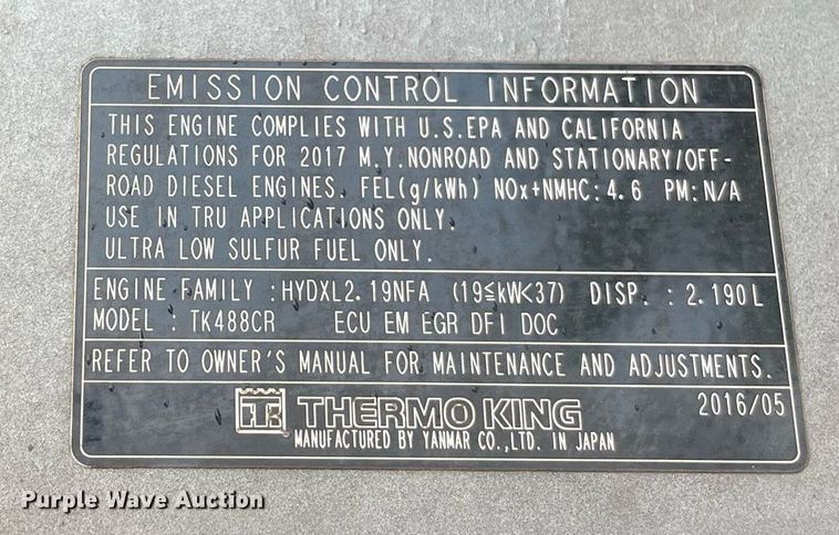 image for item LJ9775 2017 Utility VS2RA  refrigerated van trailer