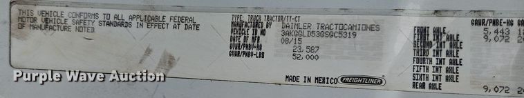 image for item LL9280 2016 Freightliner Cascadia  semi truck