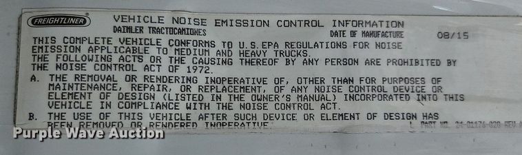 image for item LL9280 2016 Freightliner Cascadia  semi truck