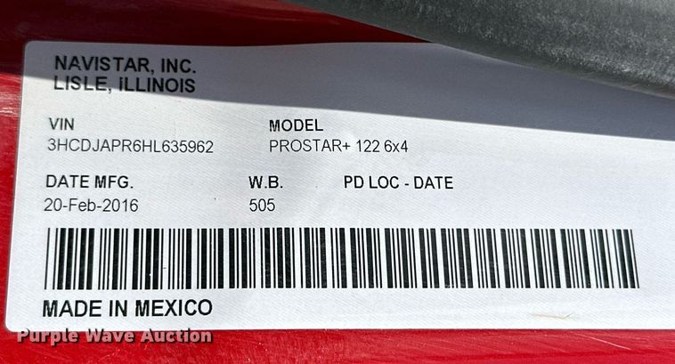 image for item ML9097 2017 International ProStar 122  semi truck