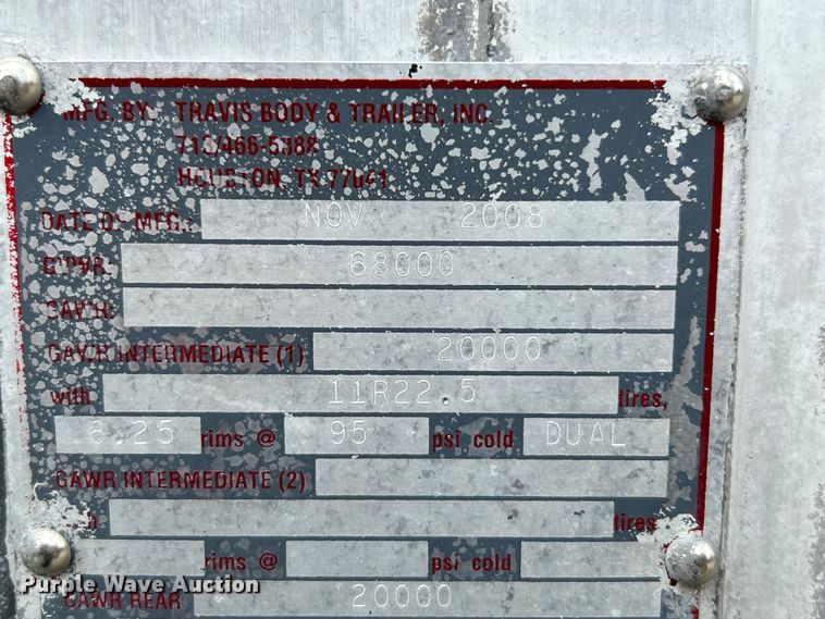 image for item NL9391 2009 Travis T/102  end dump trailer