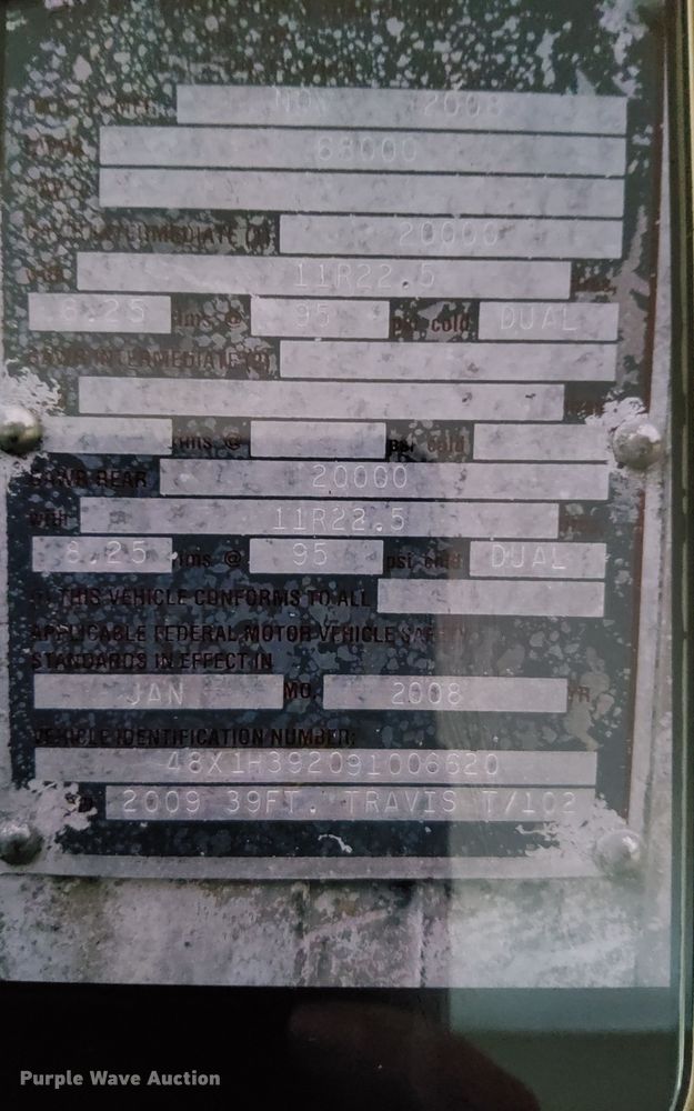 image for item NL9391 2009 Travis T/102  end dump trailer