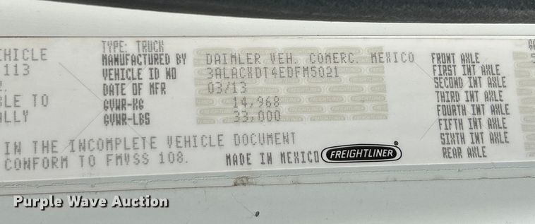 image for item NL9469 2014 Freightliner Business Class M2  box truck