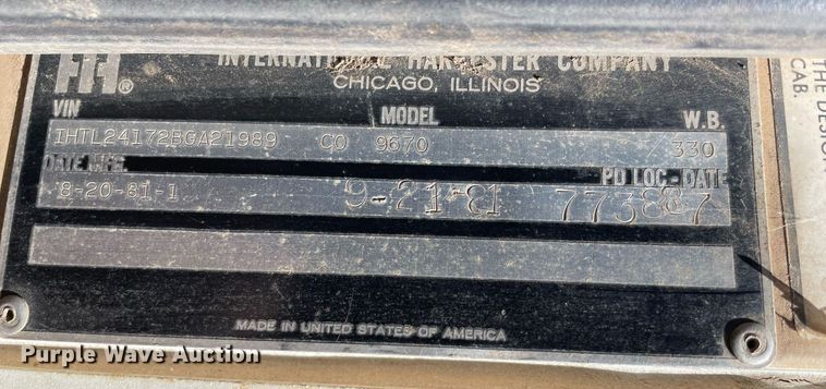 image for item NY9554 1981 International CO-9670 XL Series  semi truck