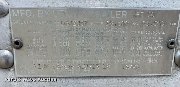 image for item NY9598 2008 Utility VS2RA  refrigerated van trailer