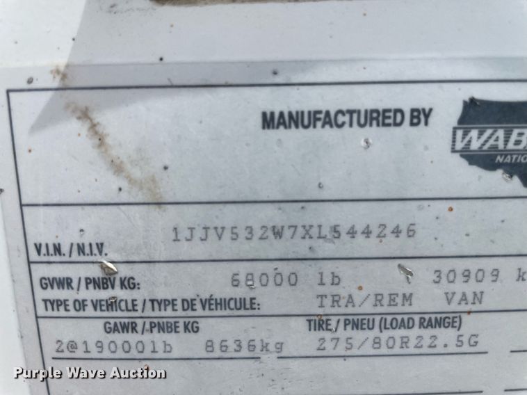 image for item NY9599 1999 Wabash  dry van trailer