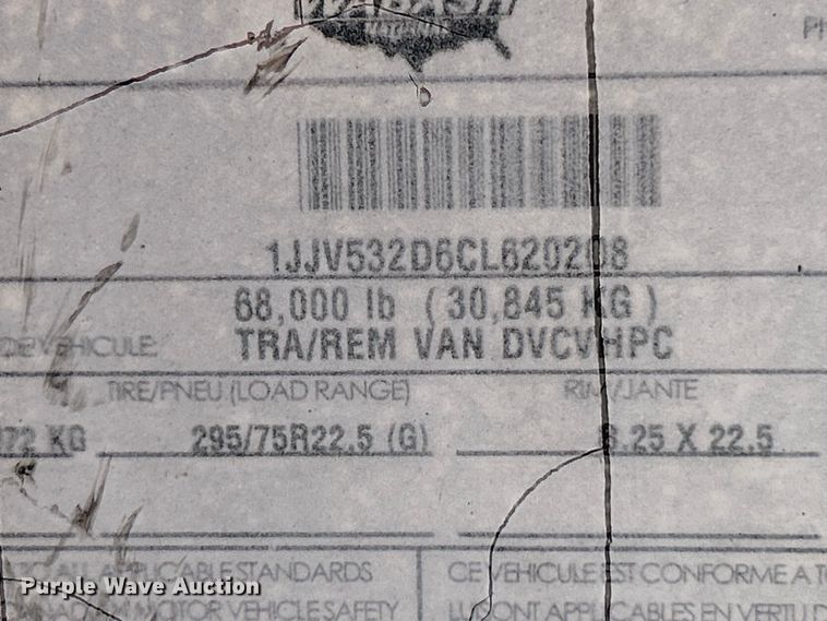 image for item OK9744 2012 Wabash National  dry van trailer