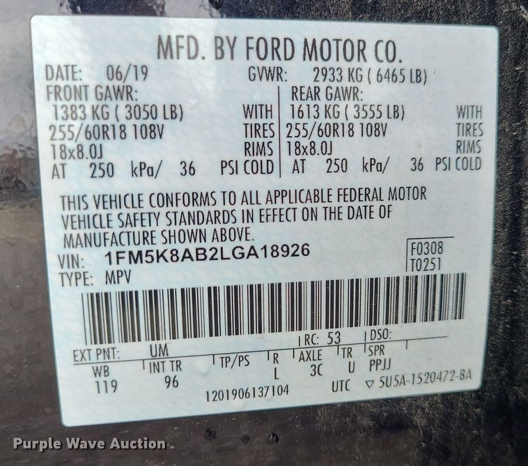 image for item DC6131 2020 Ford Explorer Police Interceptor  SUV