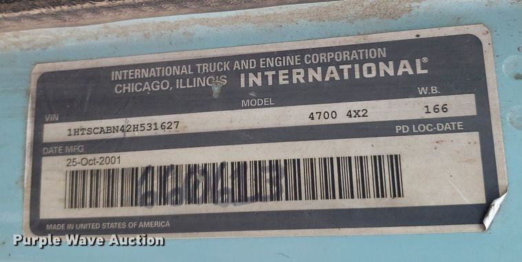 image for item DO2959 2002 International 4700  dump truck