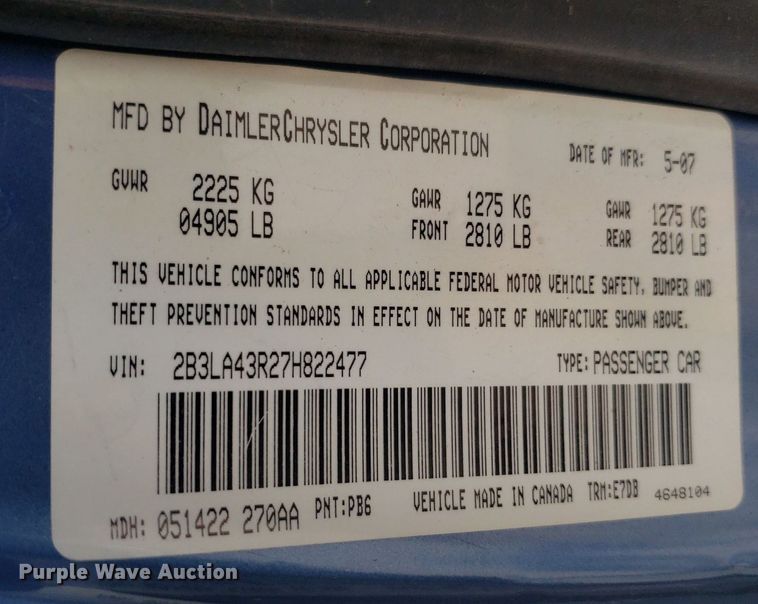 image for item DO2964 2007 Dodge Charger