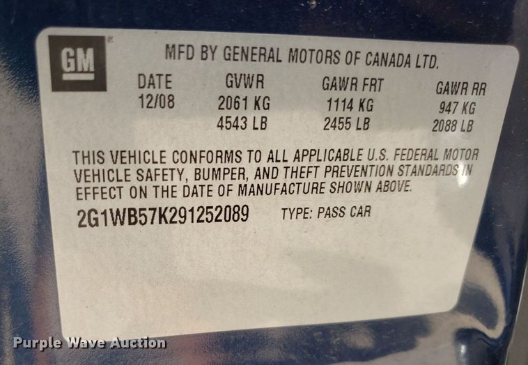 image for item DO2965 2009 Chevrolet Impala