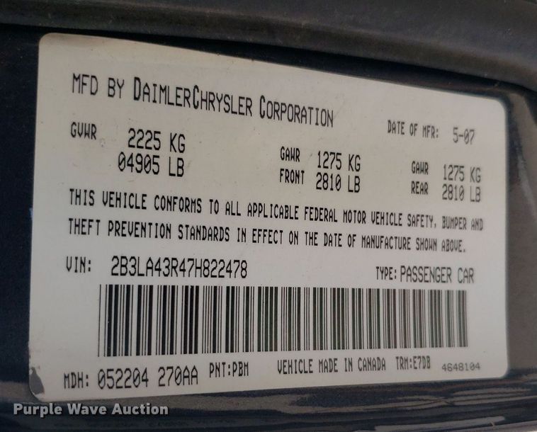 image for item DO2966 2007 Dodge Charger