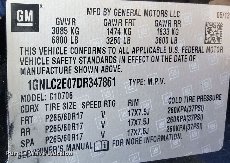 image for item DO2968 2013 Chevrolet Tahoe Police  SUV