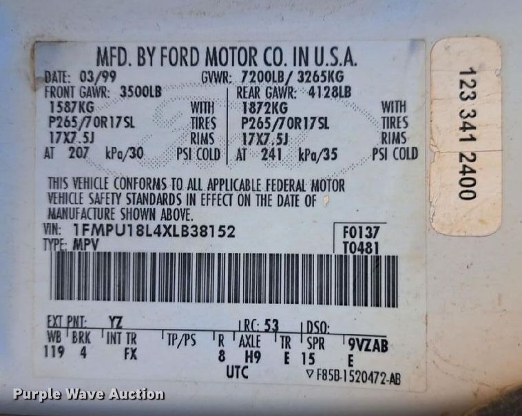 image for item EO9954 1999 Ford Expedition  SUV