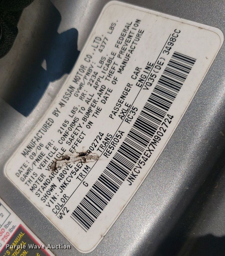 image for item IP9269 2007 Infinity G35