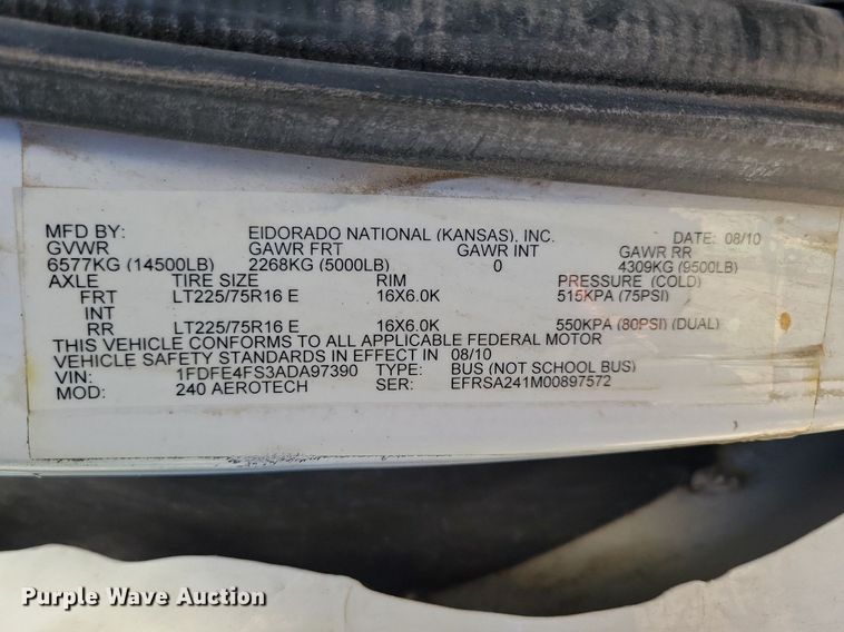 image for item IQ9868 2010 Eldorado Aerotech Ford 240  shuttle bus